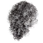 Curly gray and black wig with tight ringlet curls for a natural look.