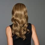 Long, wavy blonde wig with headband for natural look.