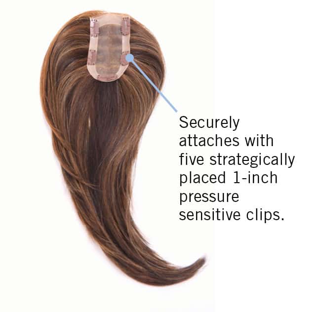 Hair wig clip with pressure-sensitive clips for secure attachment.