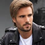 Men's wig with side-swept hairstyle for edgy look.