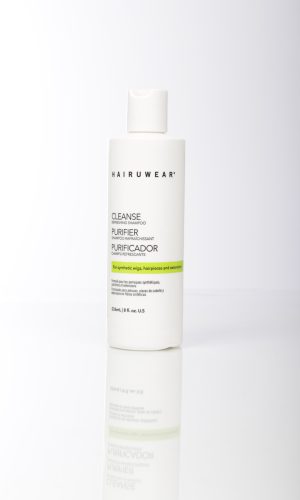 White bottle of CLEANSE Refreshing Shampoo with black text on a white background.