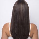 Long straight brown wig with subtle highlights from Hidden Secrets Wigs.