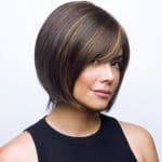 Stylish short bob wig with caramel highlights for a modern look.