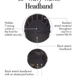 Close-up of 18-inch wavy headband wig with stretch material and combs.