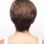 Back view of a short, layered brown wig from the Megan collection.
