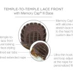 Close-up of a lace front wig cap with memory cap and adjustable features.