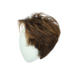 Short brown wig with layered style on a white mannequin head.