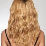 Wavy blonde wig with natural texture, 16 inches long, for stylish looks.