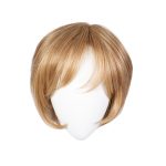 Blonde short wig with layered style and side-swept bangs.