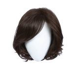 Brown wavy bob wig displayed on a mannequin head.