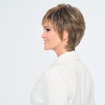 Short layered wig with textured style for women.
