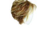Short layered wig with blonde highlights and textured style.