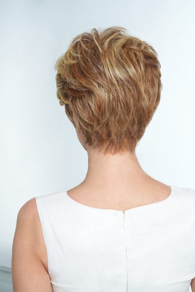 Short curly blonde wig styled for women, showcasing volume and texture.