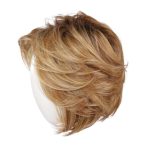 Blonde layered wig with textured style on a white background.