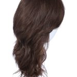 Brown wavy wig on a mannequin head for natural look.