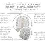 Lace front monofilament wig part with memory cap and adjustable features.