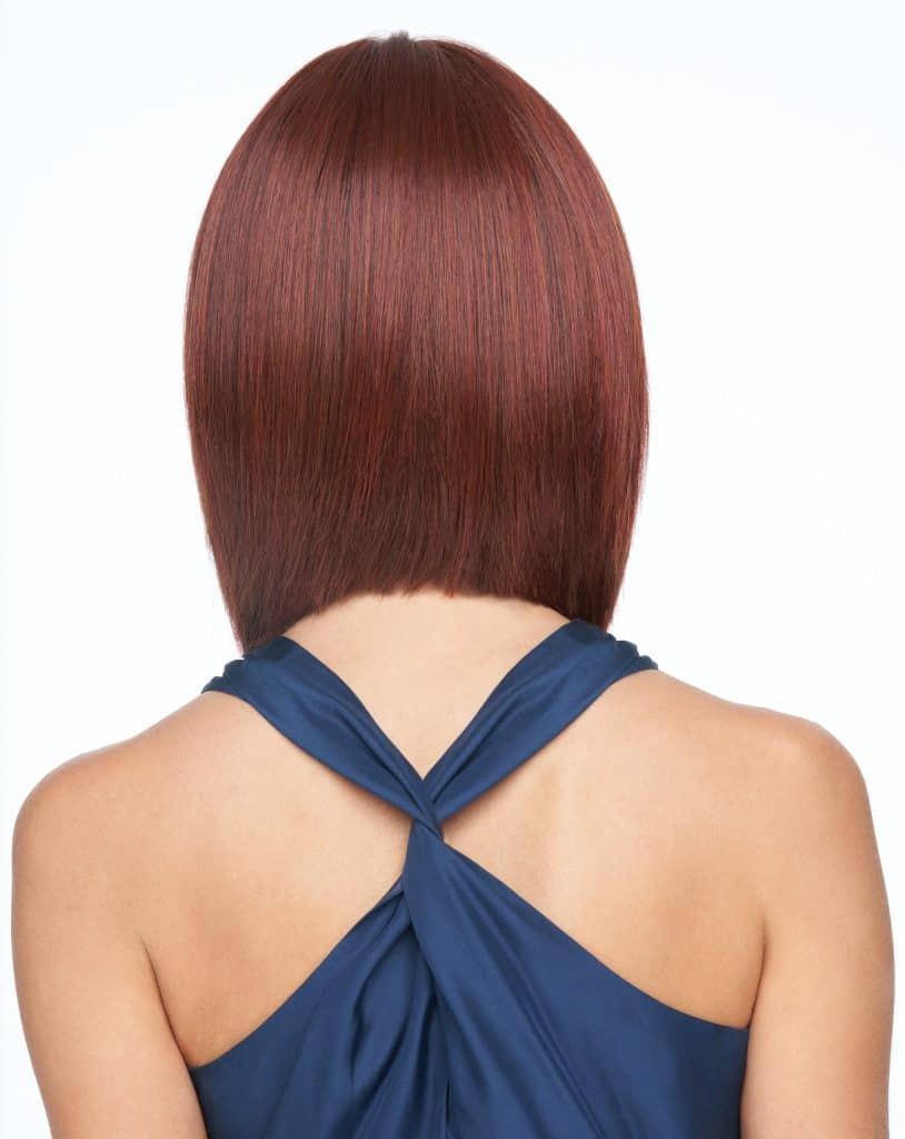 Short red bob wig with sleek straight hair from Hidden Secrets Wigs.