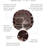 Close-up of Queue The Hue wig cap with detailed features and labels.