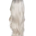 Long blonde wig with soft waves, natural shine, and layered style.