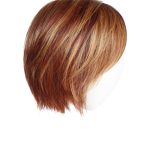 Short layered bob wig in warm brown and blonde highlights.