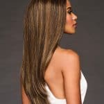 Beautiful long straight wig with highlights for women, perfect for stylish looks.