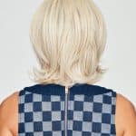 Blonde layered wig with soft waves for women.
