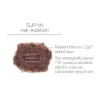 Clip-in hair extension with pressure-sensitive clips and memory cap for secure attachment.