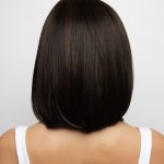 Elegant bob wig in dark brown with subtle highlights from Hidden Secrets Wigs.