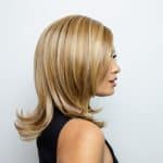 Blonde layered wig from Hidden Secrets Wigs, styled for elegance and volume.