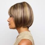 Stylish short bob wig with blonde highlights from Hidden Secrets Wigs.