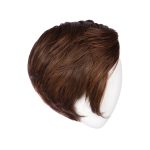 Short brown wig with layered style on a white mannequin head.