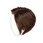 Short brown wig with layered style on a white mannequin head.