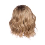 Blonde wavy wig with natural-looking curls and volume.