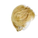 Blonde wavy wig displayed on a white mannequin head.