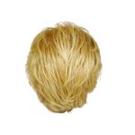 Blonde short wig with layered, textured style for women.