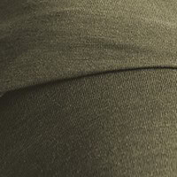 Close-up of olive green turban with textured fabric for women.