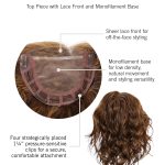 Wavy 14-inch wig with lace front and monofilament base for natural look.
