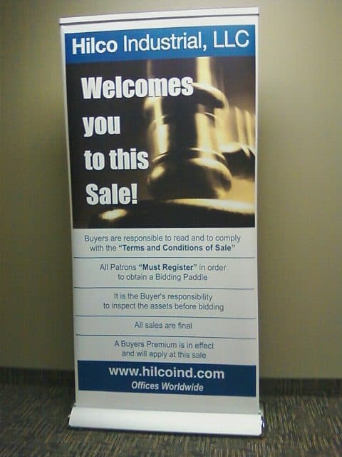 Banner for Handicap Sign Inc. sale with legal and registration info.