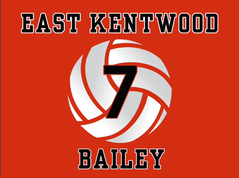 East Kentwood Bailey volleyball team logo with a volleyball and number 7.