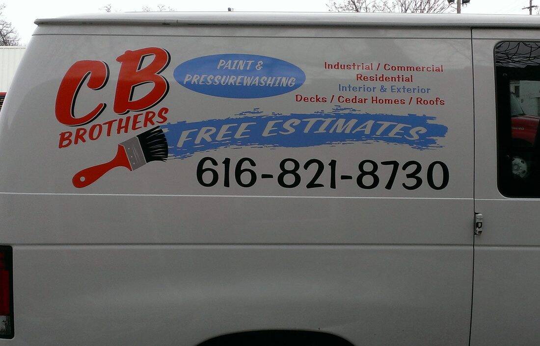 Service van for CB Brothers with painting and pressure washing services.