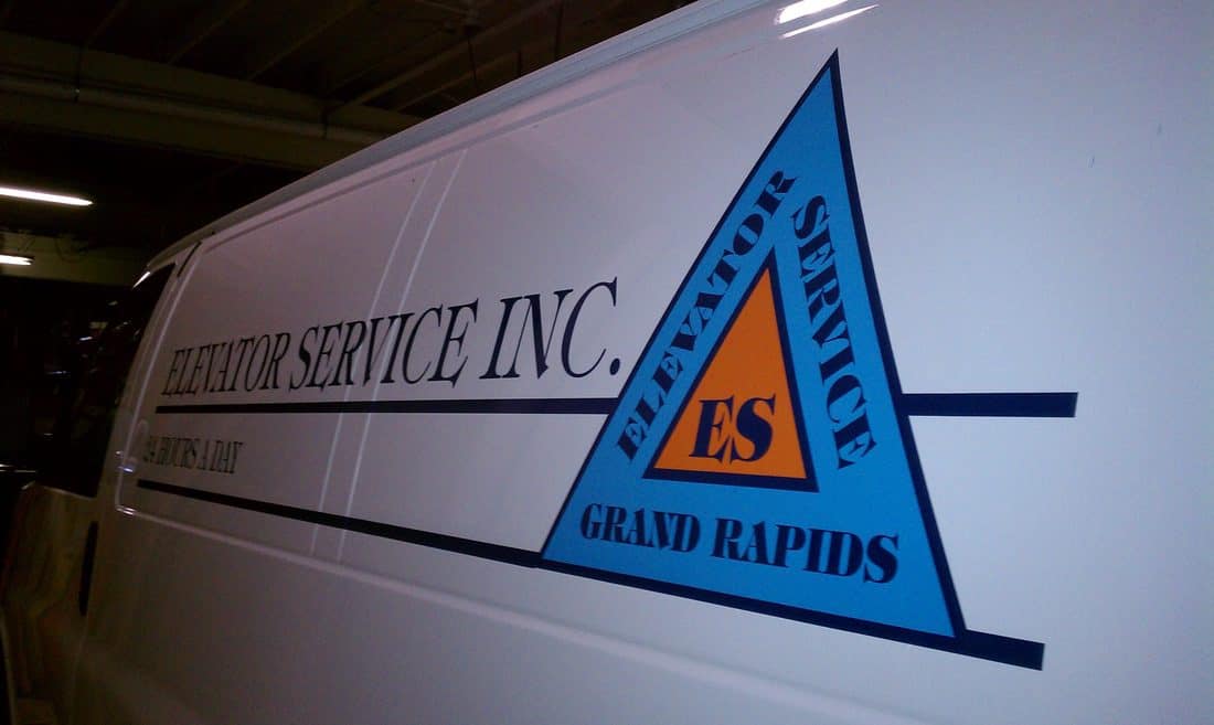Handicap sign for Elevator Service Inc. in Grand Rapids.