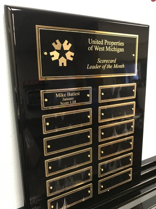 Award plaque from Handicap Sign Inc. for United Properties of West Michigan.