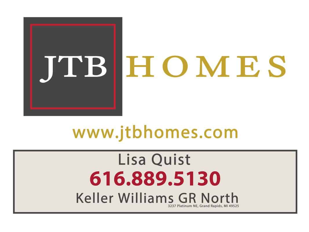 Business card for JTB Homes with contact info and logo.