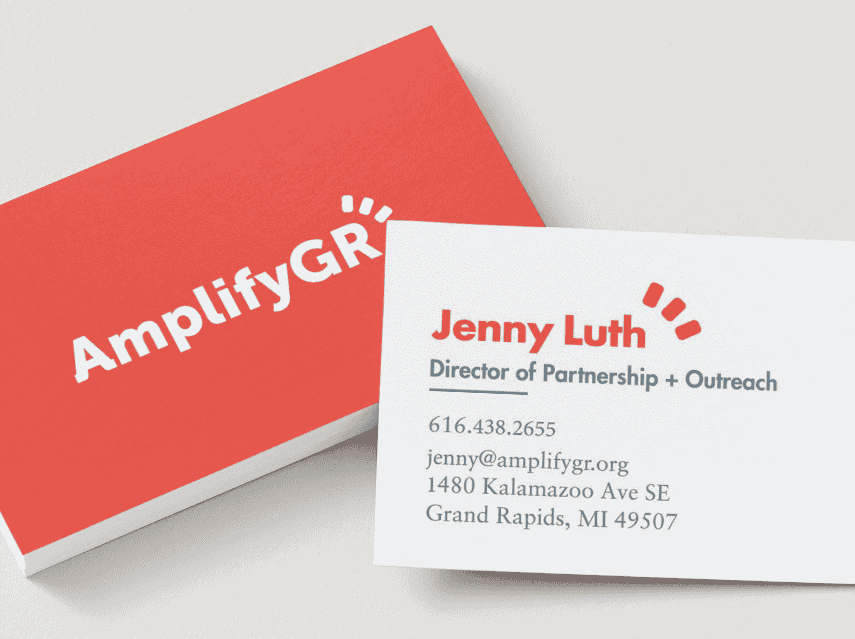 Business card for Jenny Luth, Director of Partnership + Outreach at AmplifyGR.