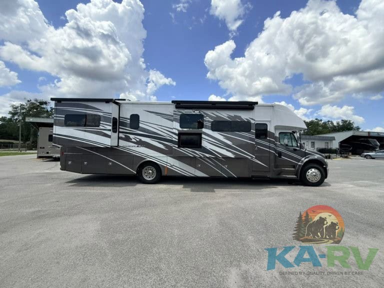 Luxury 2025 Tiffin Allegro Bay 38AB motorhome in parking lot.