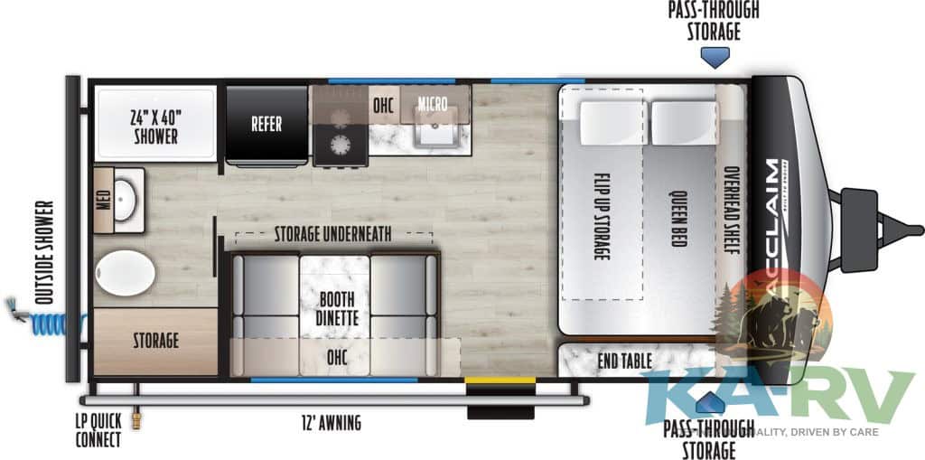 Efficient 2026 Acclaim 1600RBXLE travel trailer with modern amenities and optimal space for camping.
