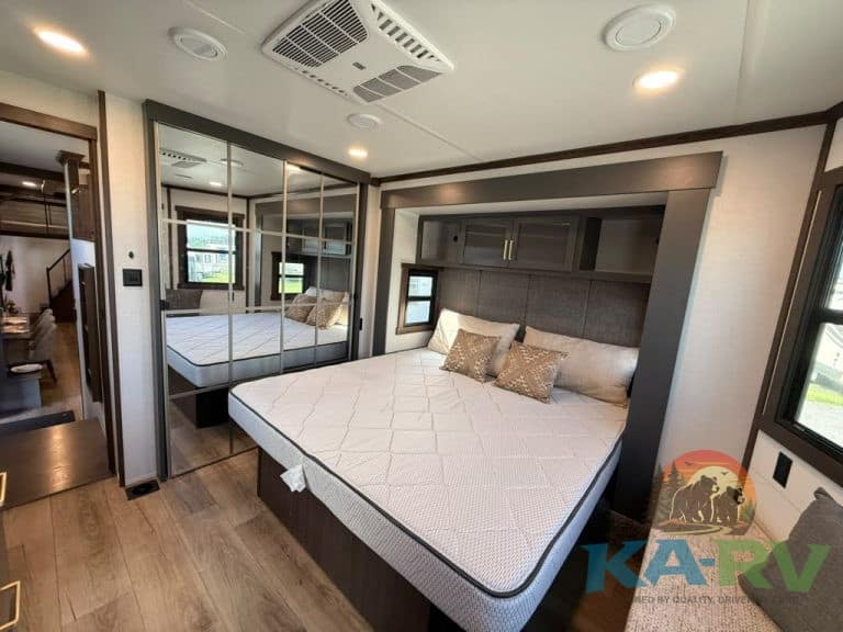 Comfortable bedroom in Cedar Creek Cottage 41 FWC RV.