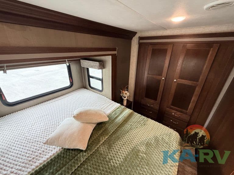 Accessible sleeping area in a 2019 Forest River Forester RV.
