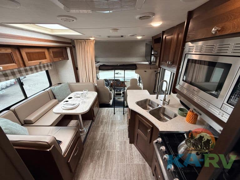 Interior view of a 2019 Forest River Forester 2501TS RV showing the kitchen and dining area.