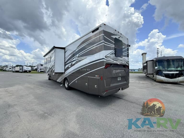 Luxury Tiffin Allegro Bay 38AB motorhome parked outdoors.